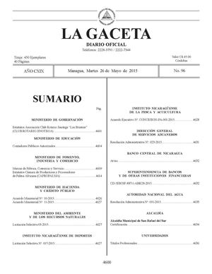 Gaceta No 96 Martes 26 De Mayo 2015