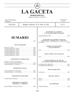 Gaceta No 97 Miercoles 27 Mayo 2015