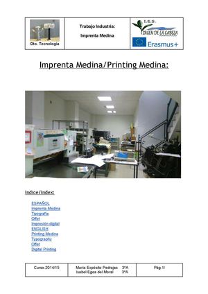 3ºa María Expósito E Isabel Egea Trabajo Industria: Imprenta Medina