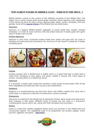 Top 10 Best Foods In Middle East Which Is The Best ?