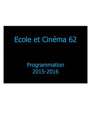 Programmation Ecole et Cinéma 2015 2016
