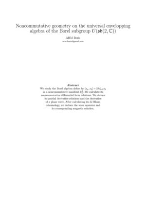 Non Commutative Geometry On U(sb(2))