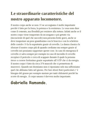 Le Straordinarie Caratteristiche Dell'apparato Locomotore Gabriella
