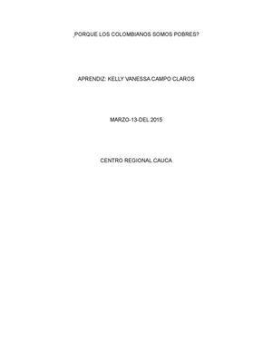 Porque Los Colombianos Somos Pobres