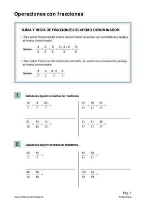 Operaciones De Fracciones