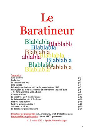 2e numéro du journal Le Baratineur