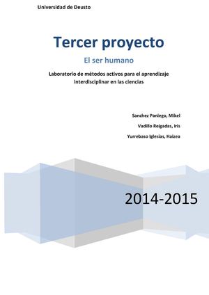 Tercer Proyecto (El Ser Humano) Mikel, Iris, Haizea