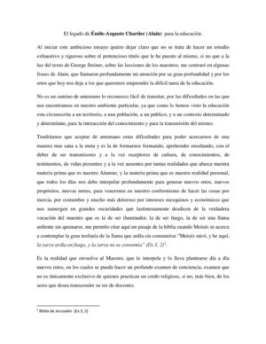 Educación El legado de Émile-Auguste Chartier (Alain)  para la educación.