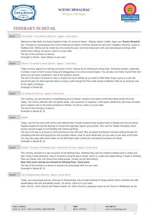 Holiday Packages for Manali from Delhi with Cox & Kings, India