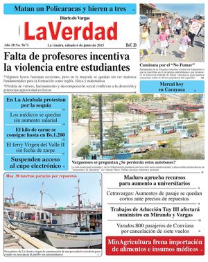 La Guaira, sábado 6 de junio de 2015 Año 18 No. 5671