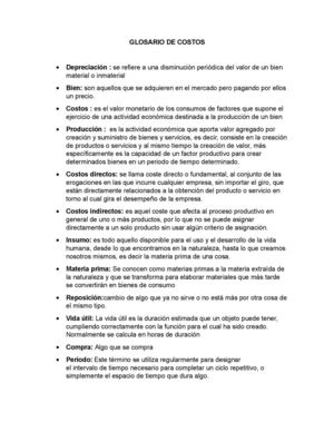 Glosario de costos