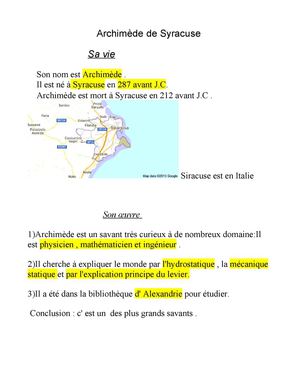 Exposer Archimède De Syracuse Loane