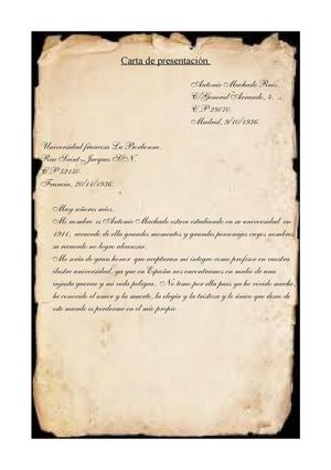 Antonio Machado Carta De Presentacion