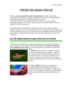 Peces De Agua Dulce