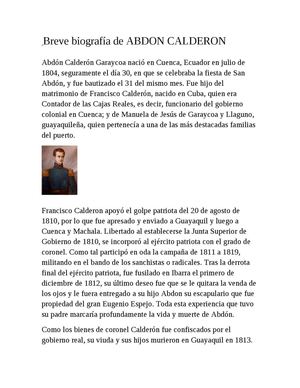 Breve Biografía De Abdon Calderon