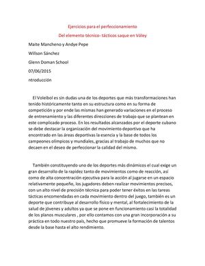 Ejercicios  para el perfeccionamiento de los fundamentos técnicos-tácticos del volleyball