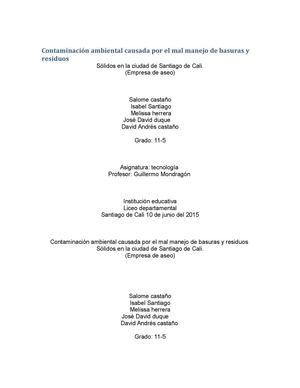 Calaméo - Contaminación Ambiental Causada Por El Mal Manejo De Basuras ...