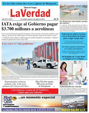 La Guaira, martes 9 de junio de 2015 Año 18 No. 5674