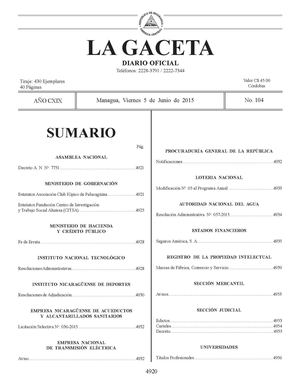 Gaceta No 104 Viernes 5 De Junio 2015