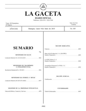 Gaceta No 105 Lunes 8 De Junio 2015