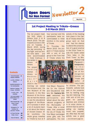 2nd Newsletter "OPEN DOORS FOR NON FORMAL“
