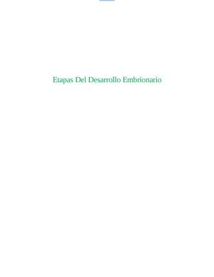 Etapas Del Desarrollo Embrionario