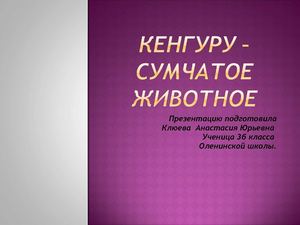 Кенгуру - сумчатое животное Клюева Анастасия.