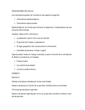 Indicadores En Salud