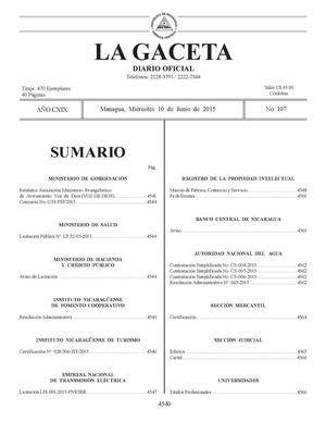 Gaceta No 107 Miércoles 10 De Junio 2015