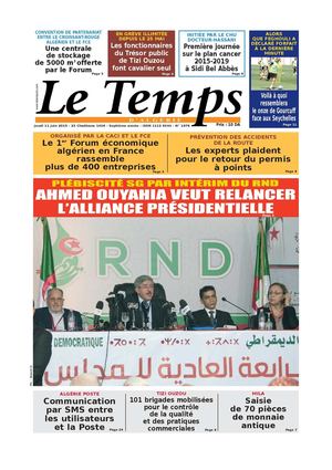 Le Temps d'Algérie Edition du Jeudi 11 Juin 2015