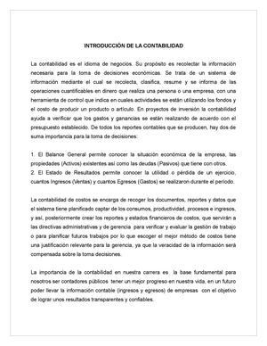 Introduccion Importancia De La Contabilidad