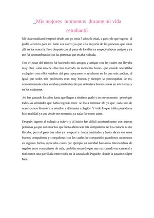Mis Mejores Momentos Durante Mi Vida Estudiantil