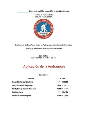 Aplicación De La Andragogía