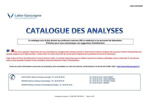 Catalogue des analyses Labo Gascogne