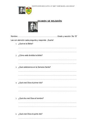EXAMEN DE RELIGIÓN