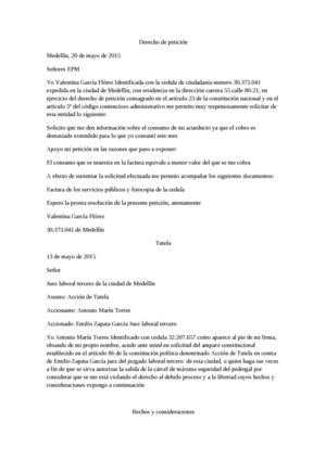 Derecho De Petición Y Tutela