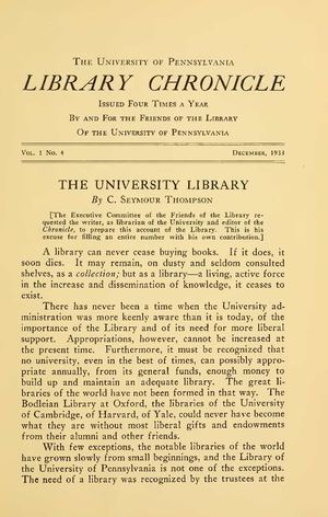Library Chronicle Volume 1 Number 4