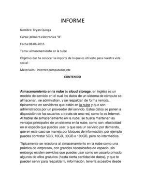 Informe De Almacenamiento En La Nube