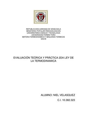 Trabajo 2da Ley De La Termodinamica