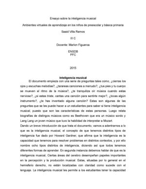 Ensayo Sobre La Inteligencia Musical