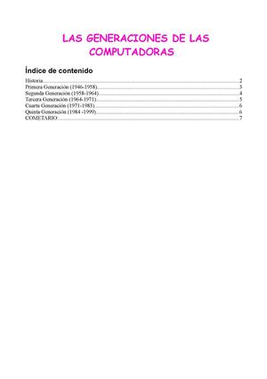 Generaciones De Las Computadores