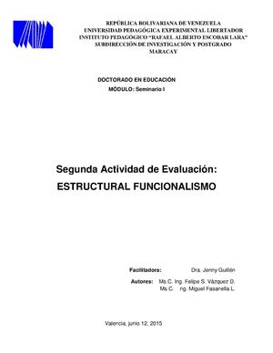 una primera aproximación al Estructural Funcionalismo