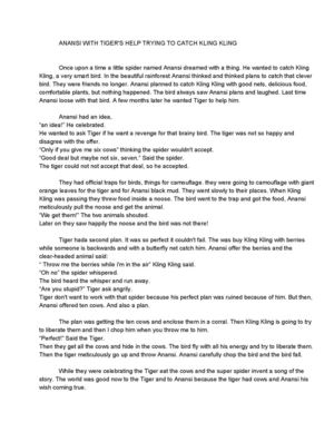 Anansi With Tiger S Help To Catch Kling Kling Francisco Vilaseca Navajas