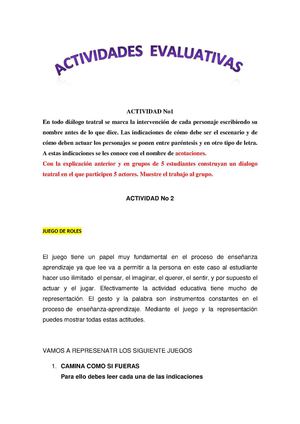 Actividades Teatro EVALUACIÓN
