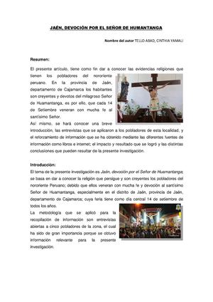 Jaén, Devoción Por El Señor De Humantanga