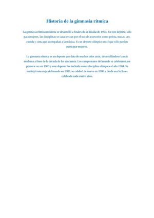 Historia De La Gimnasia Rítmica