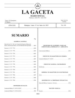 Gaceta No 110 Lunes 15 De Junio De 2015