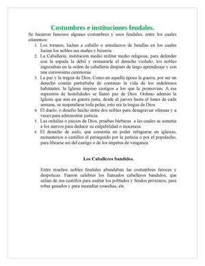 Costumbres E Instituciones Feudales