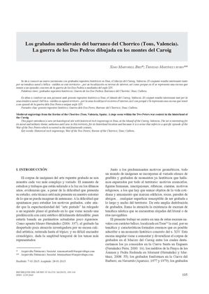 Los grabados medievales del barranco del Chorrico (Tous, Valencia). La guerra de los Dos Pedros dibujada en los montes del Caroig.
