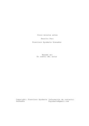 "Cinco minutos antes" (microcorto): Guion técnico